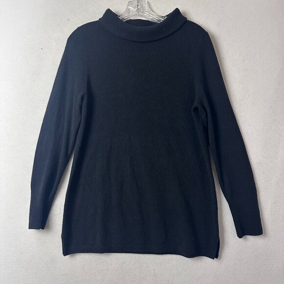 Talbots sweater sz M‎ 100% Cashmere Mock Neck Black Pullover  quiet luxury - Picture 1 of 4